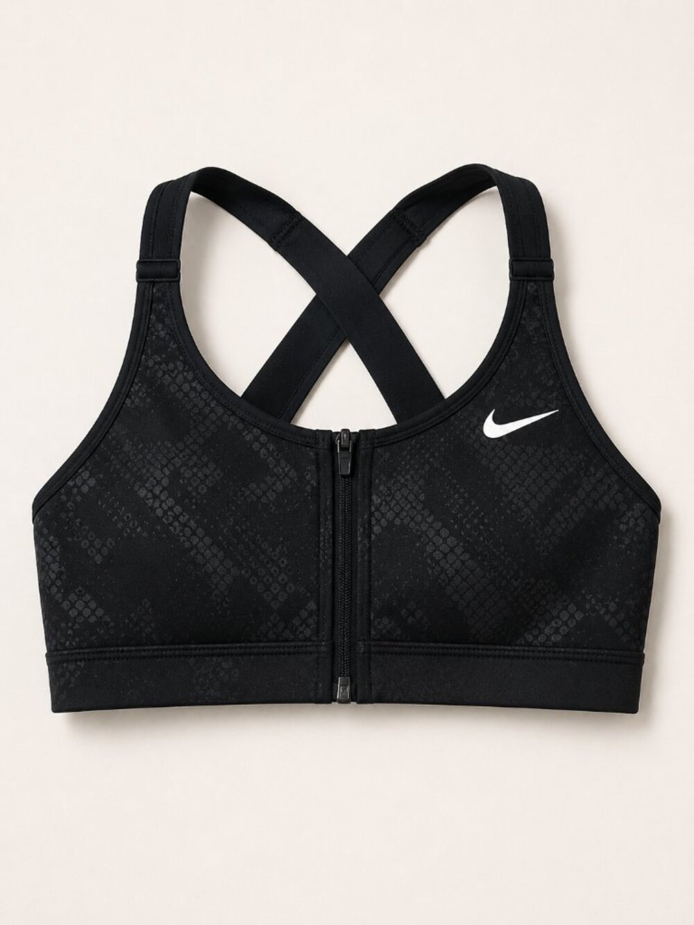 Nike Alpha High Support Sports Bra Black Racerback Hook Back Women's Small